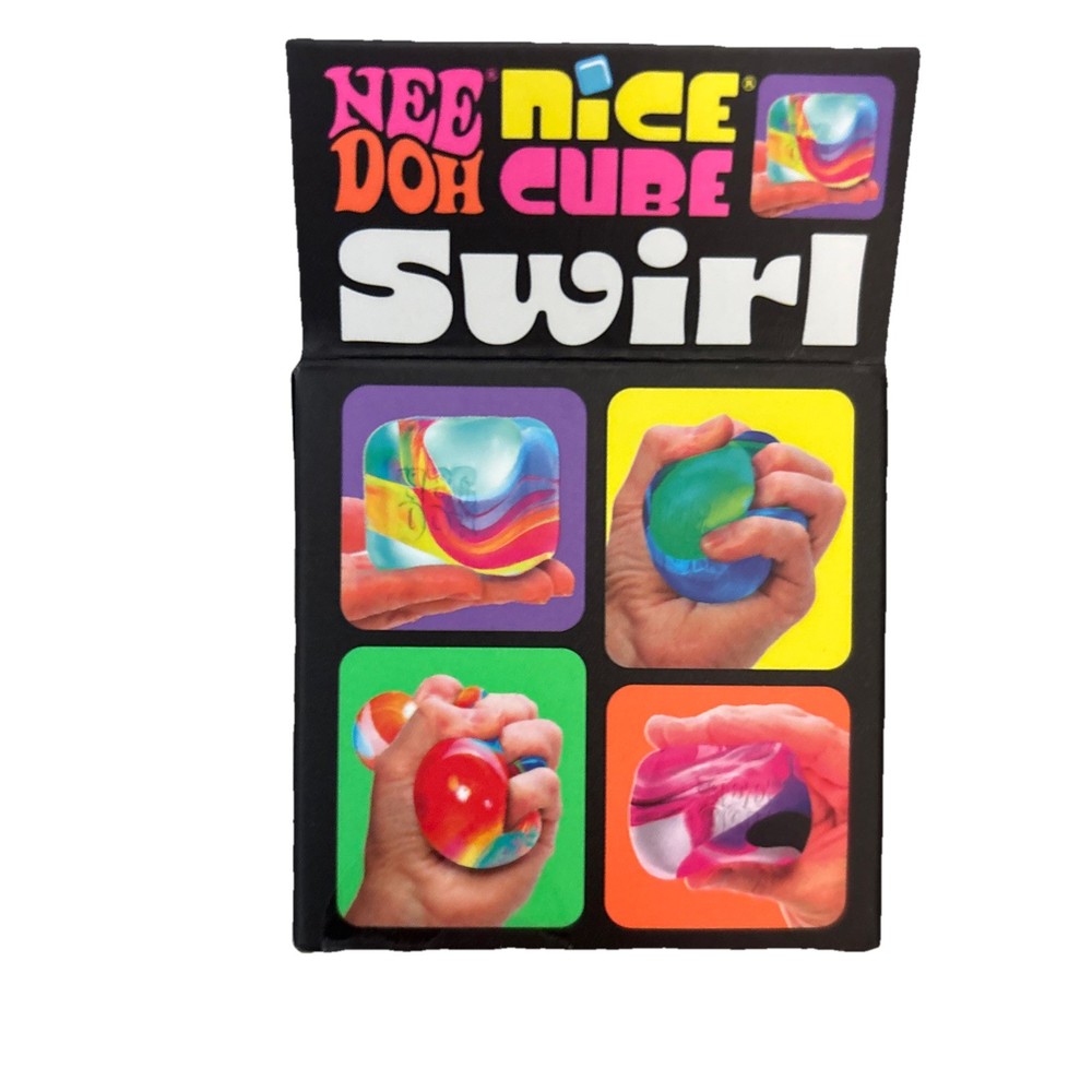 NeeDoh Nice Cube Swirl, GREEN BLUE and PURPLE Super Solid Squish!