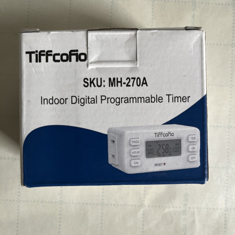 TiFFCOFiO Indoor 15A/1875W Digital Light Programmable Outlet Timer 2 Prong Plug