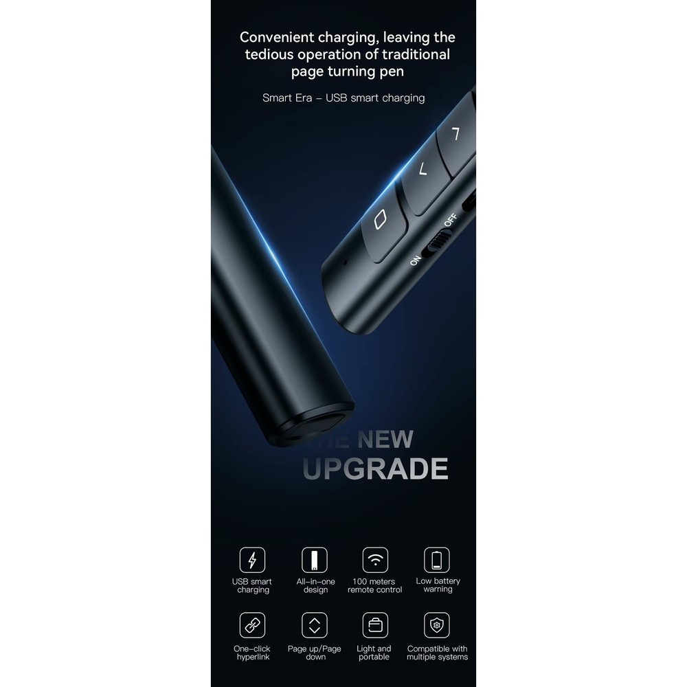 2.4 GHz Wireless Presenter with Red Pointer RF Remote Control Rechargeable Black