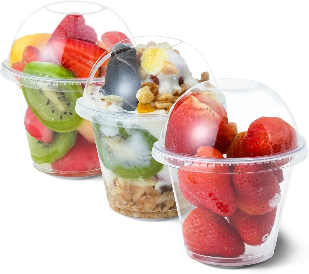 Clear Plastic Cups with Lids, 30 Sets Fruit Cups for Party,