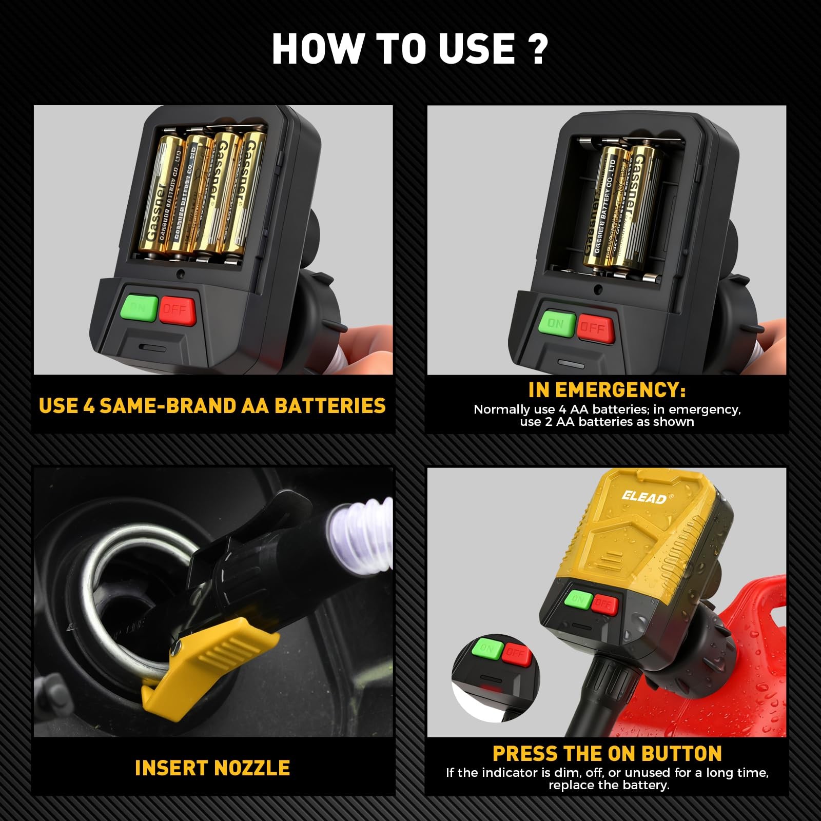 Battery-Powered Fuel Transfer Pump - 3.2 GPM No Spill New Version (Yellow)