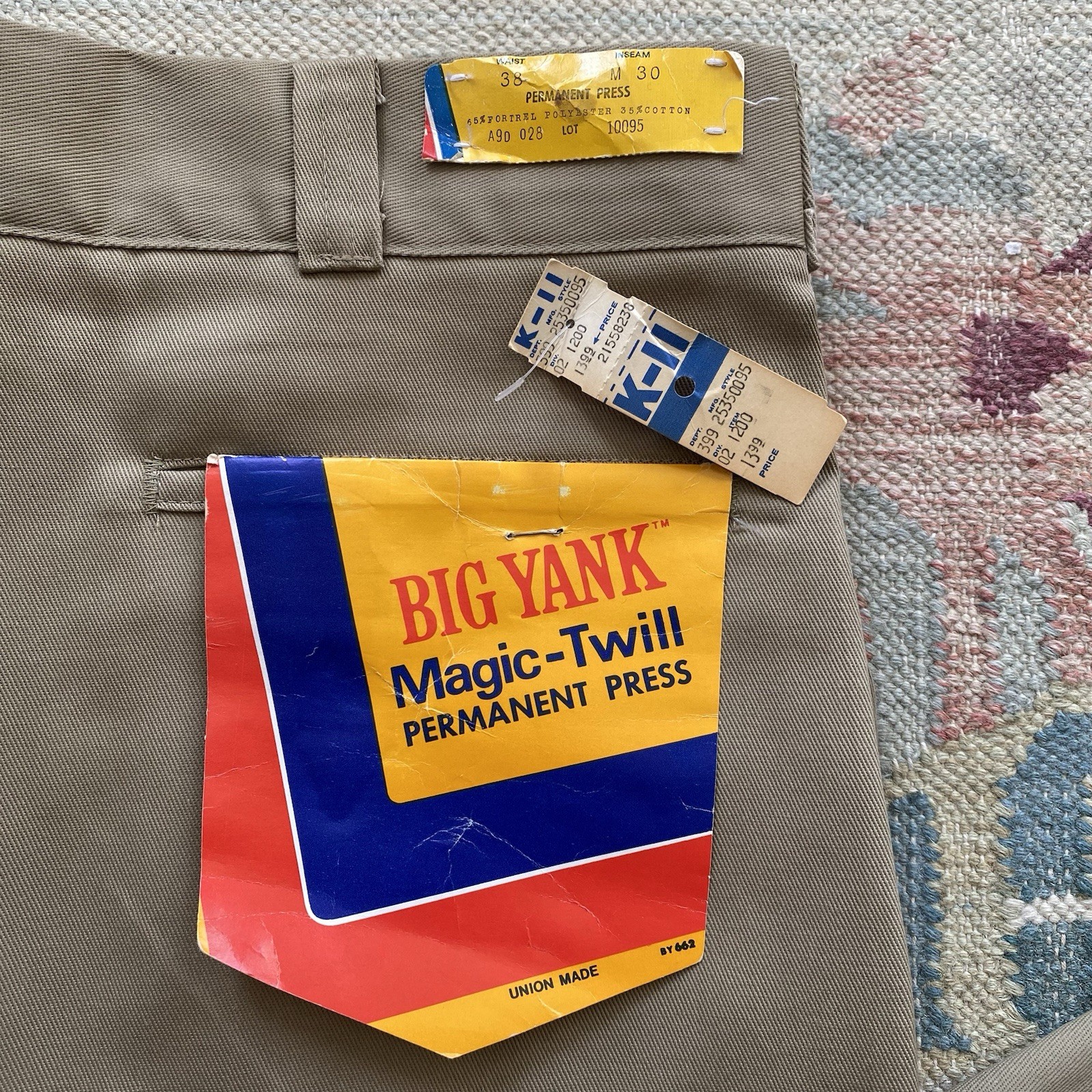 Vintage Big Yank Deadstock Magic Twill Work Pants 38x30 Khaki 70s Workwear Union