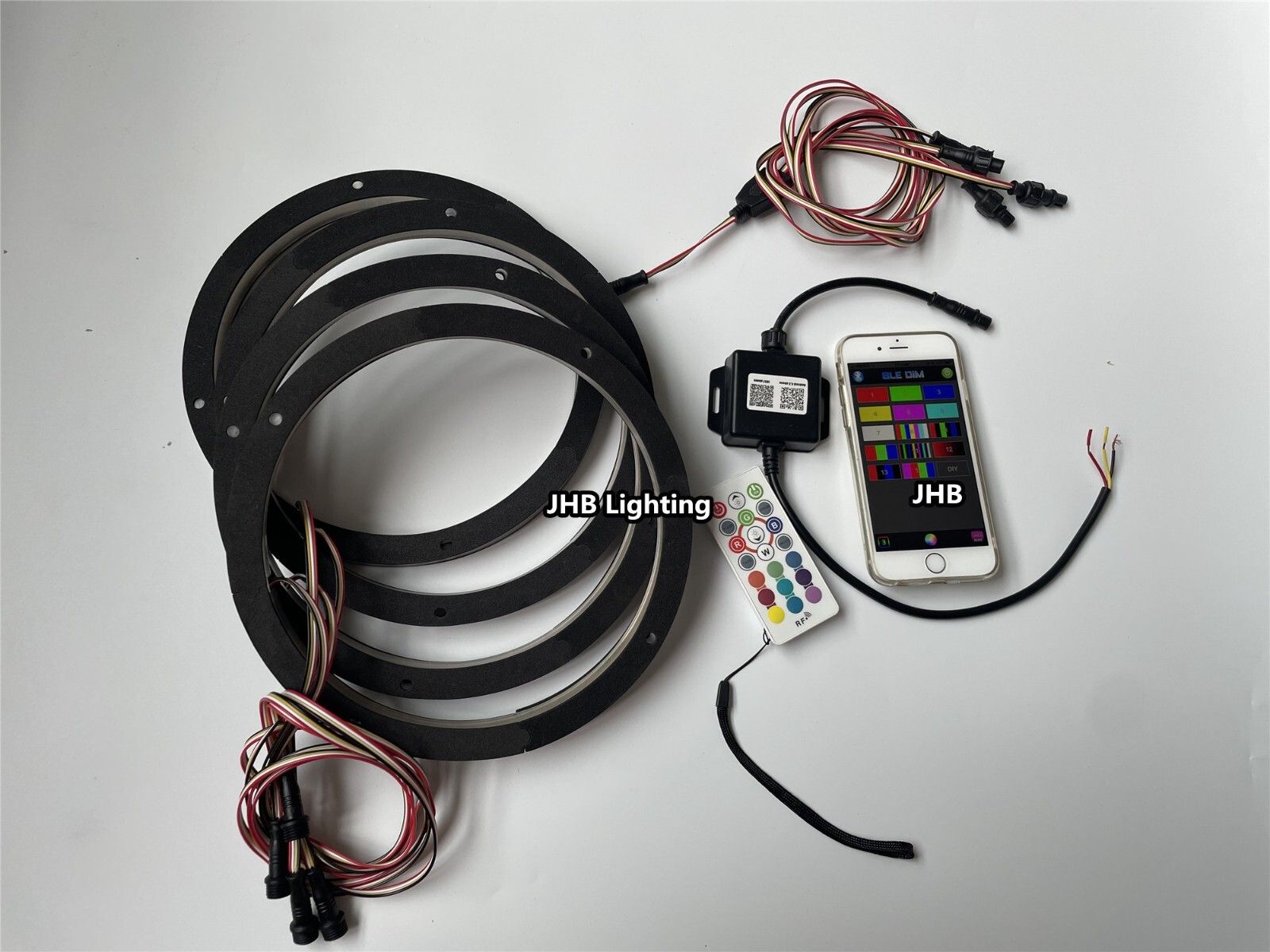 Set (4) 6.5"RGB Color Change LED Car Truck Sound Subs Audio Speaker Rings Lights