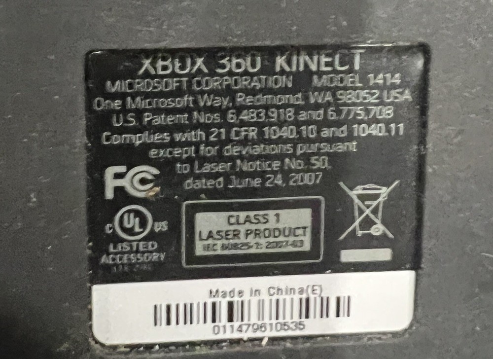 Microsoft Xbox 360 Kinect Motion Sensor Camera Bar Only Model 1414