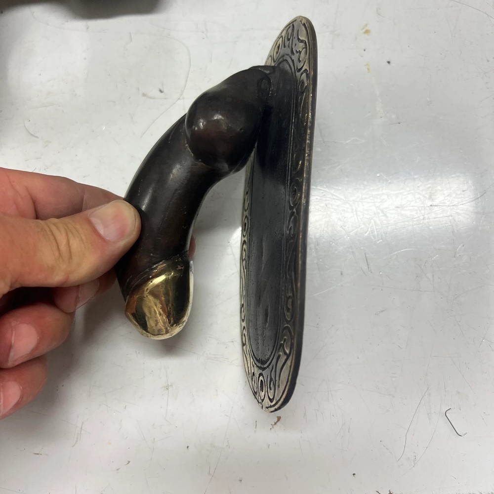 Brass door knocker 6” long Penis Shape Heavy 8.5cm banger Solid HEAVY rustic