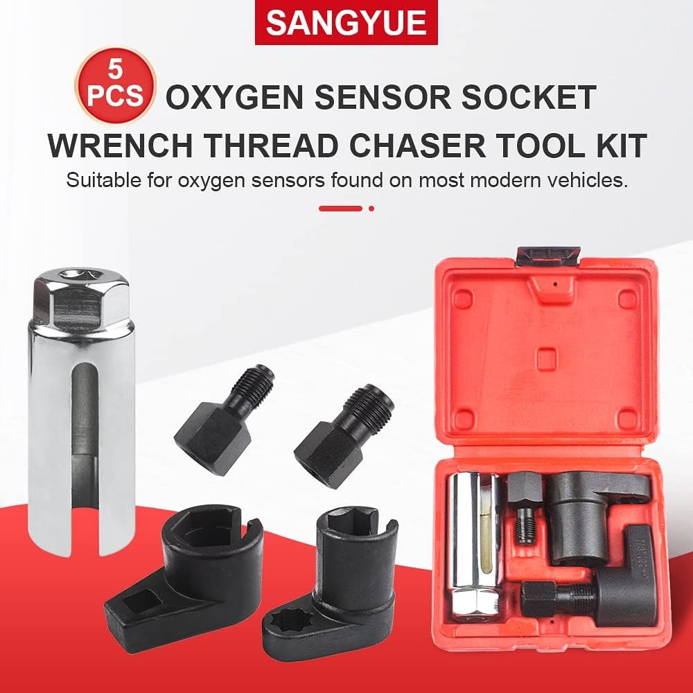 Oxygen Sensor Socket Wrench Thread Chaser 02 Remover Tool Offset Red