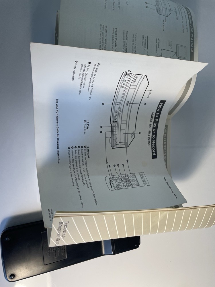 signiture 2000 vhs model 22050 operating manual and controller