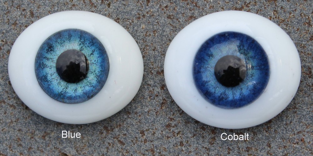 Solid Glass, Flatback Oval Paperweight Eyes - Blue, 22mm