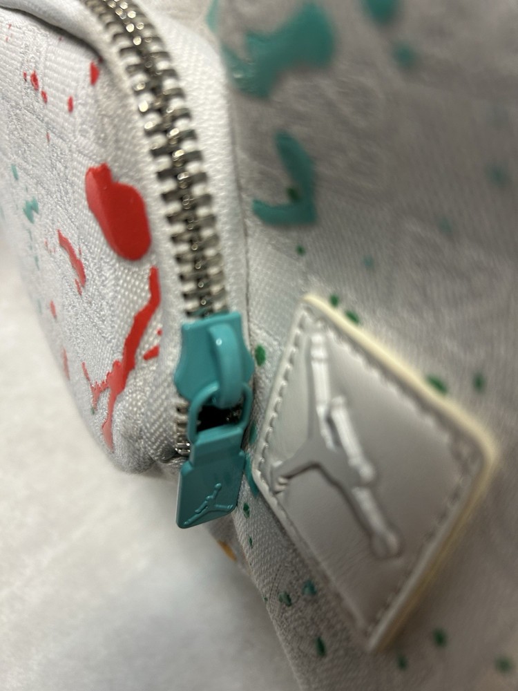 Jordan Paint Splatter Crossbody Bag White Multicolor Adjustable Strap Pockets