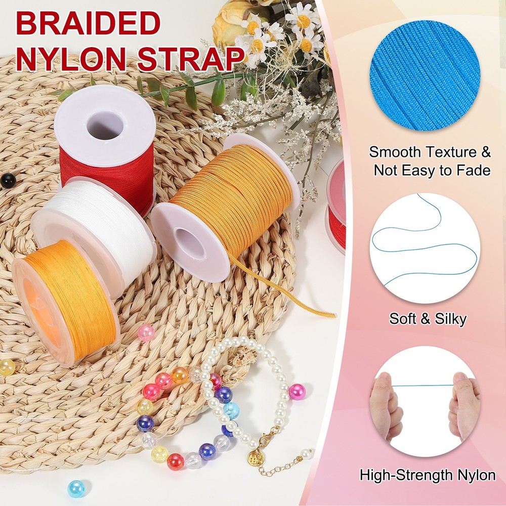 0.02" x 109 Yards Nylon String Bracelet String Braided Nylon Thread Lake Blue