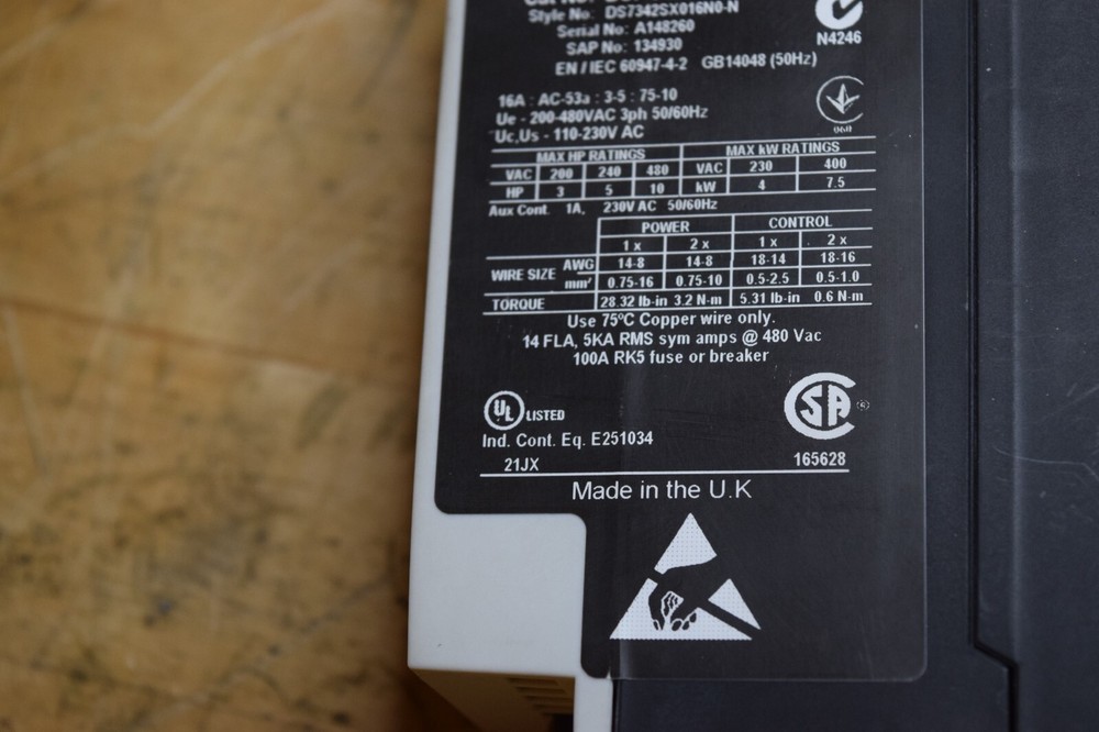 EATON DS7-342SX016N0-N Soft Start Starter Controller