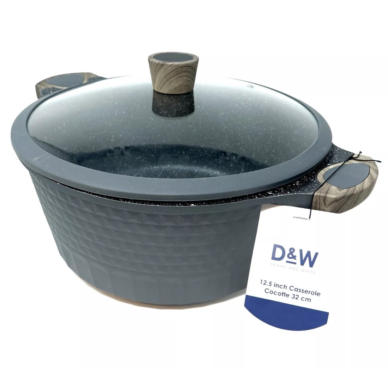 Deane & White D&W Casserole Stock Pot Nonstick With Lid 10.3-QT, 12.5” Cookware