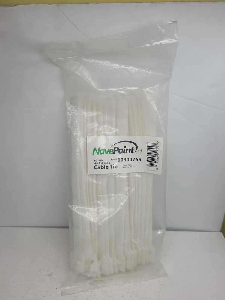NavePoint 10 Inch Hook and Loop Cable Ties - 25 Pack -white