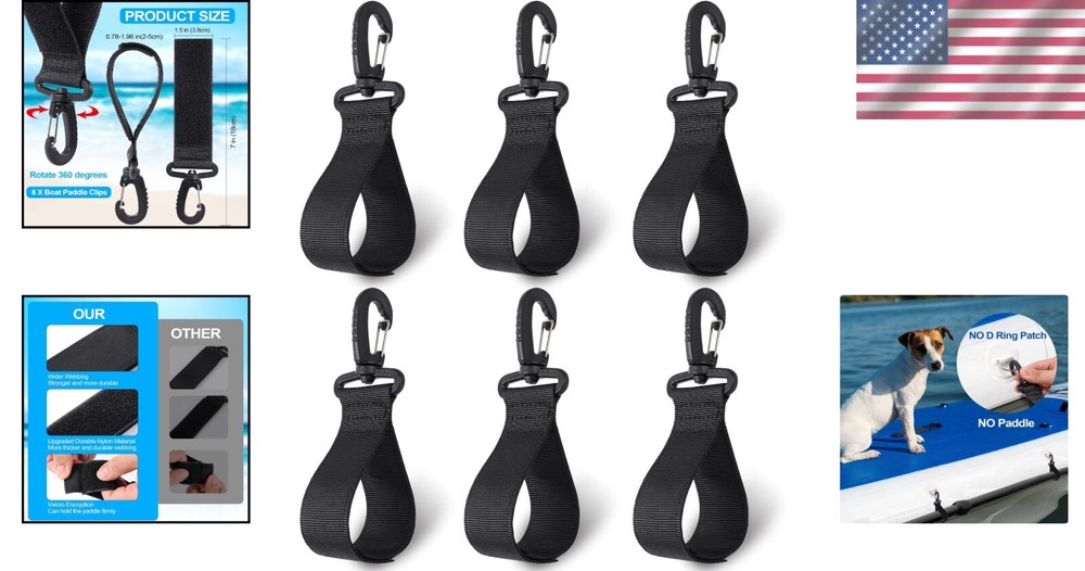 Soft Neoprene Adjustable Paddle Holders - 6 Clips for Ultimate Convenience