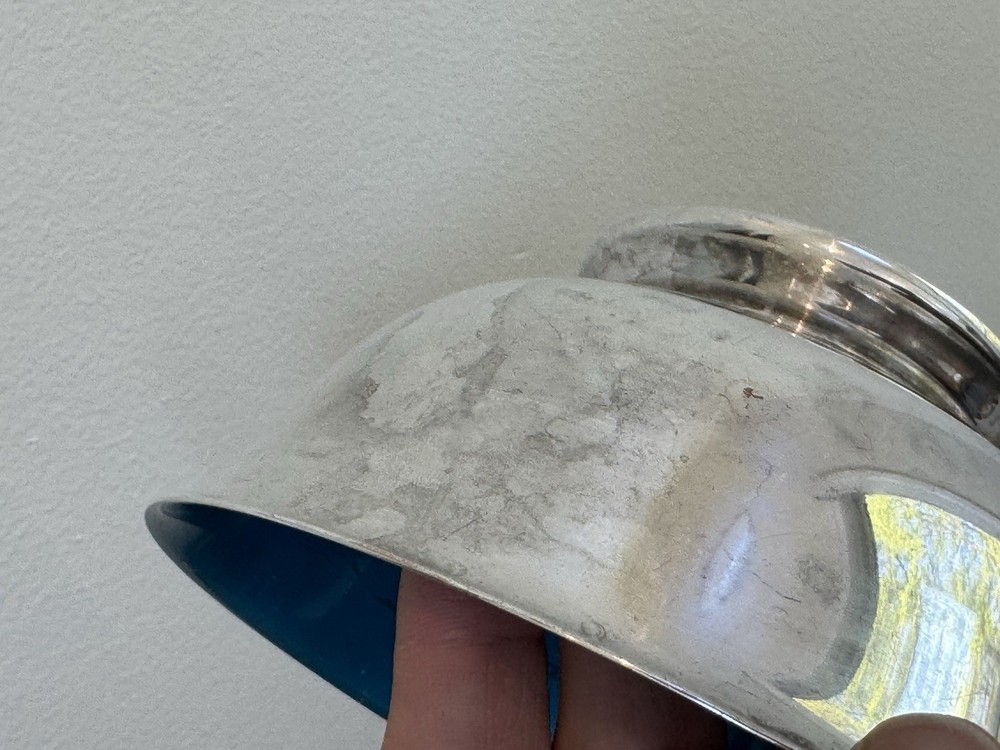 Reed & Barton 1120 Silver Plated Bowl Blue Interior 6 Inch