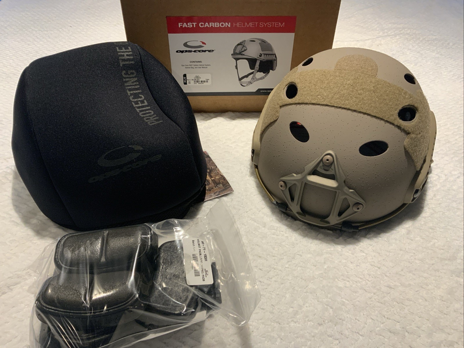 OPS-CORE FAST CARBON HELMET SYSTEM XLarge Tan Vented Lux Liner With OCC Dial
