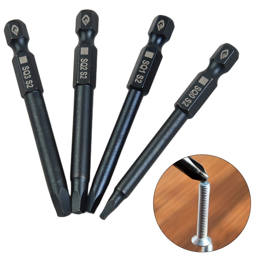 65mm SQ0/SQ1/SQ2 Square Head Screwdriver Bits Set Hex Shank Magnetic Screwdriver