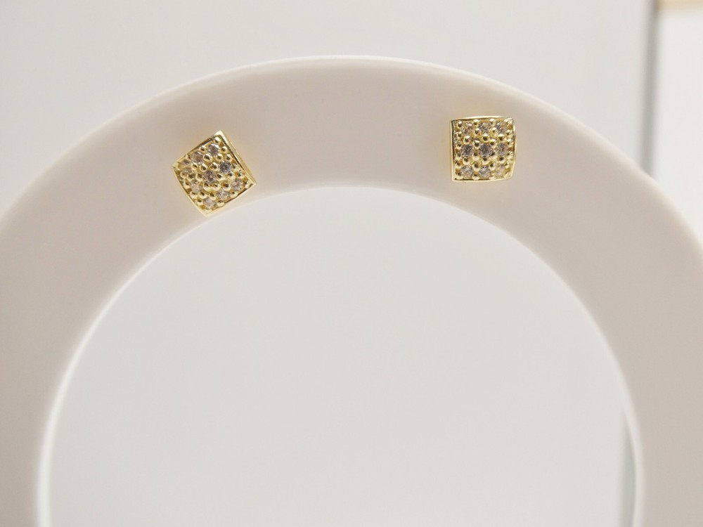 10K REAL SOLID YELLOW GOLD SQUARE PUSH POST EARRINGS