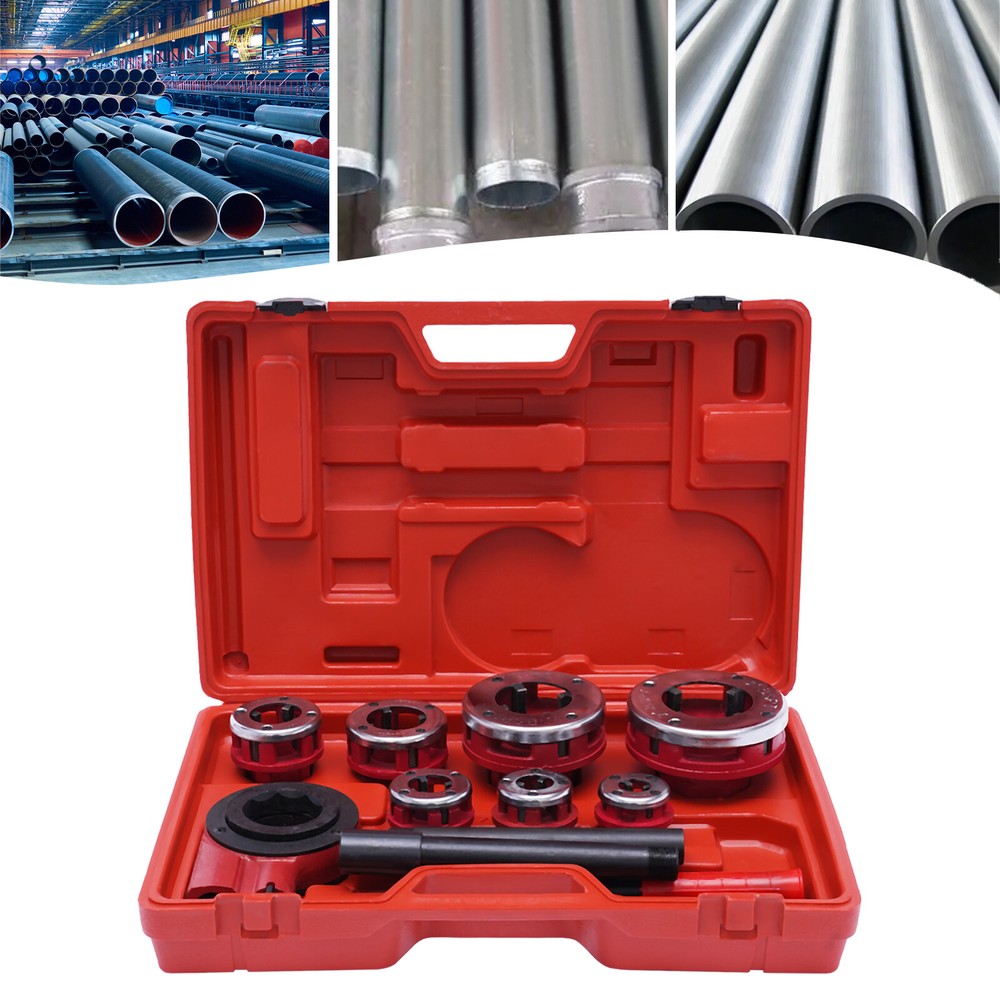 7 Size Pipe Threader Kit Pipe Thread Cutter Tap Bar Head Pipe Die Threading Sets