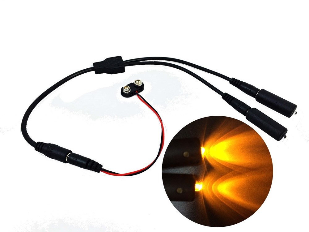 Amber LED 2X Micro Effects Light splitter cable 9V for prop scenery MELKIT2A