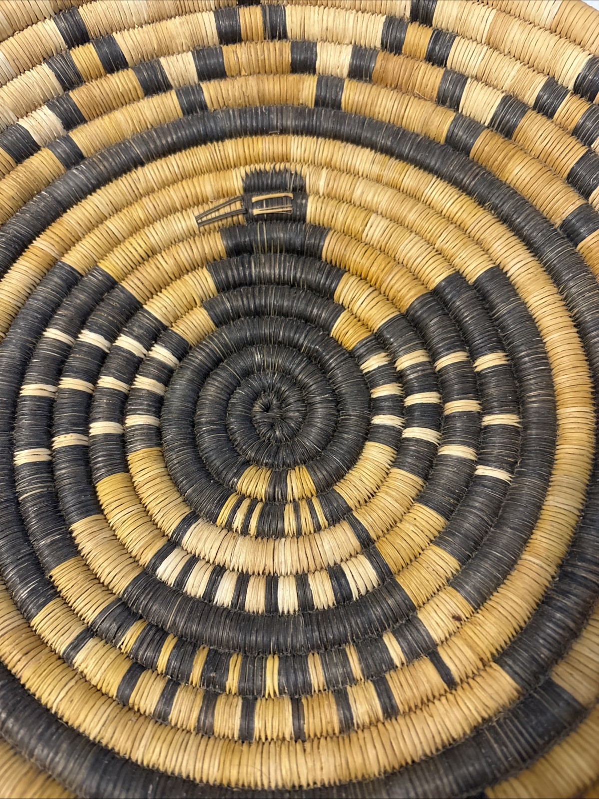 Antique Hopi Indian Coiled Basket Crow Mother 12" diameter