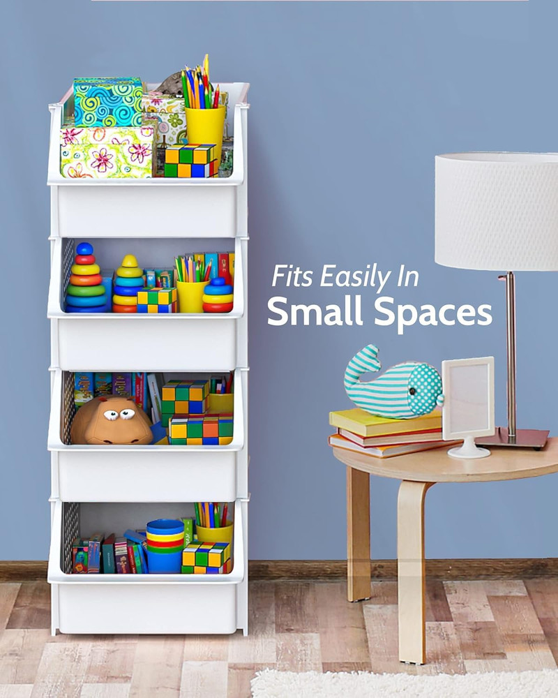 Tidyfriend Stackable Storage Bins for Pantry, 4 Pack Stackable Bins for Organizi