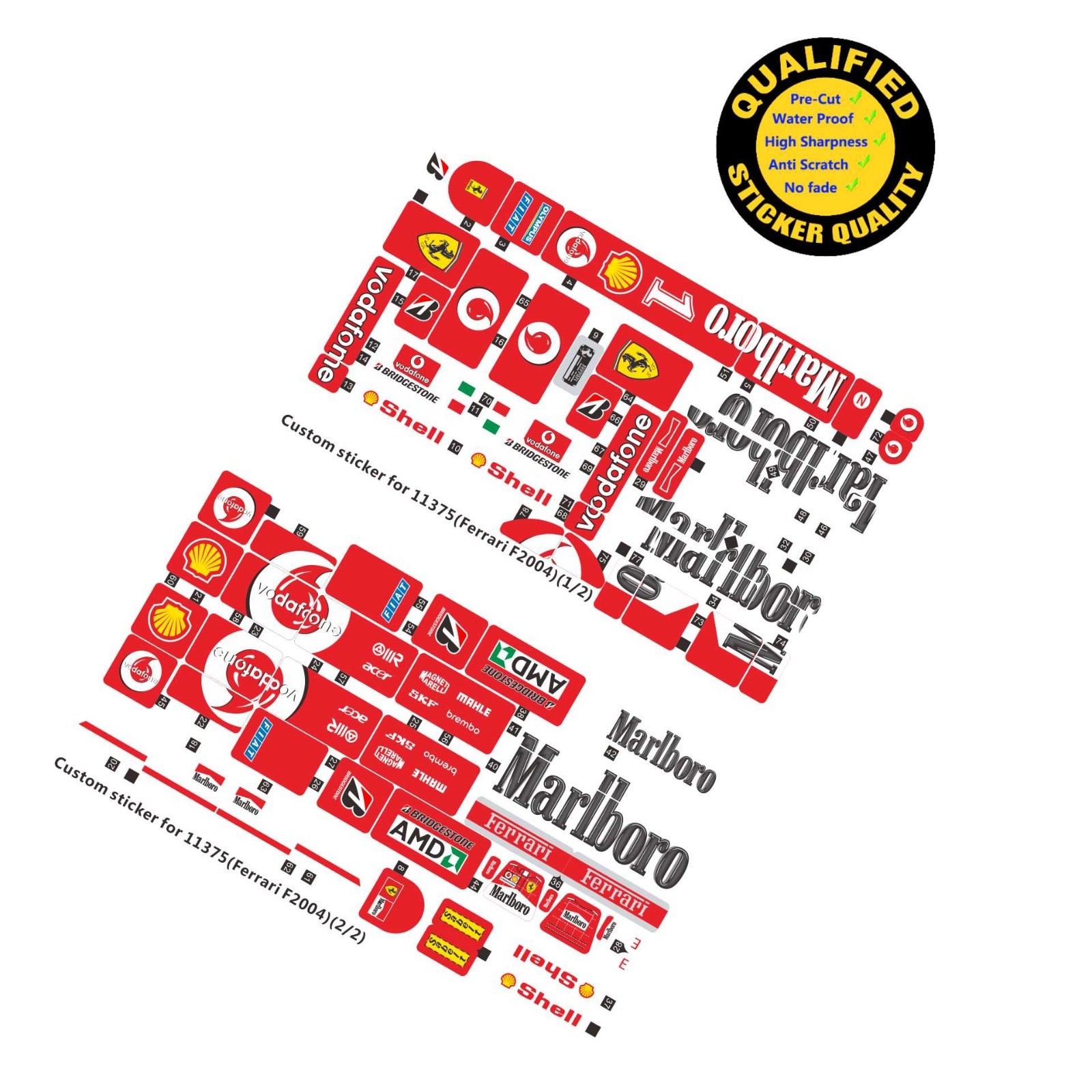 Custom sticker for set 11375 F2004, Precut sticker only.