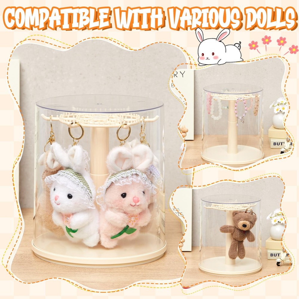 Rotating Doll Display Case, Clear Transparent 360° View Dustproof Showcase fo...