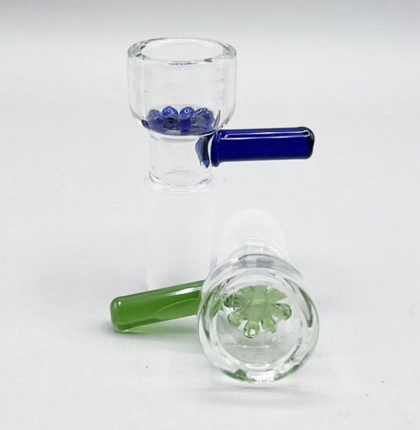 2P 14mm Male Glass Slide Bowl With Snowflake Screen Head Piece For Glass Bong*=*
