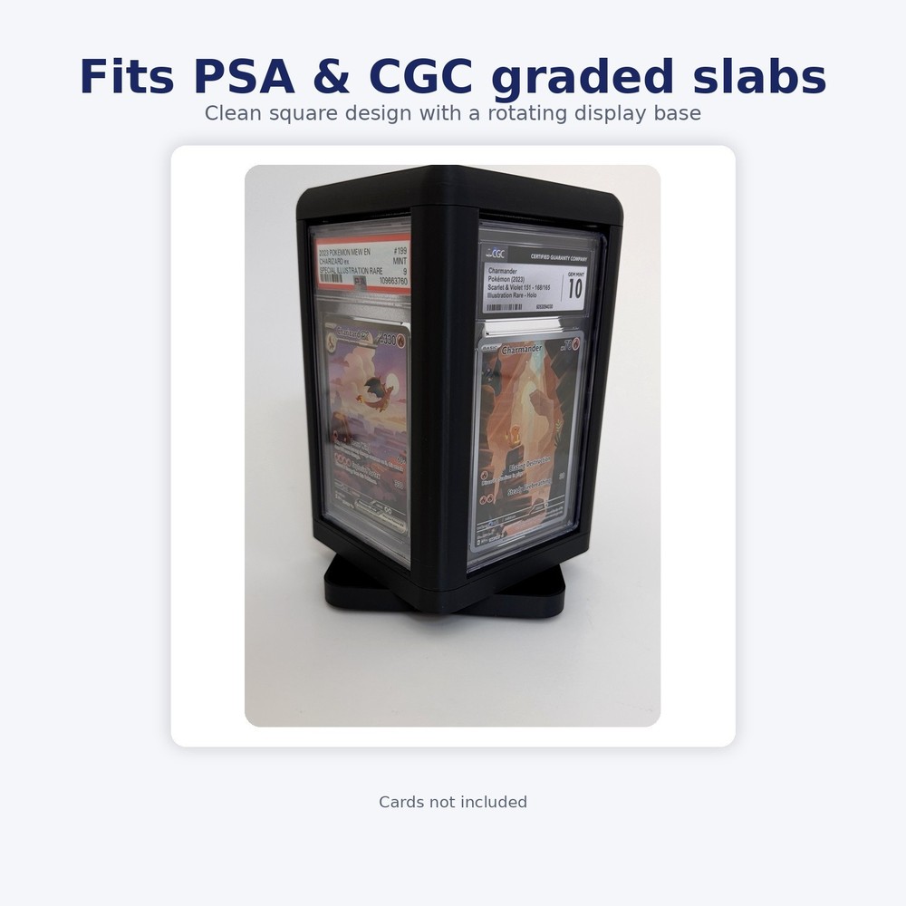 PSA & CGC Graded Card Holder Display Rotating Stackable Storage Displays 4 Slabs