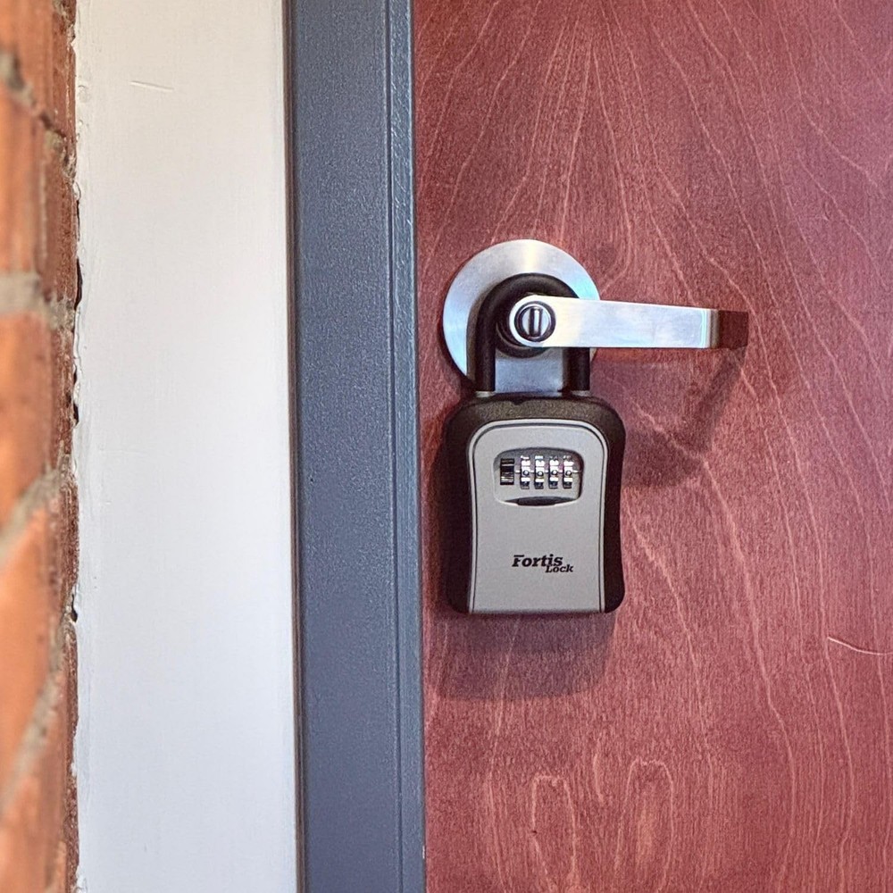 Box for Keys with Code, Portable Shackle Key Safe, 4-Digit Combination, Weath...