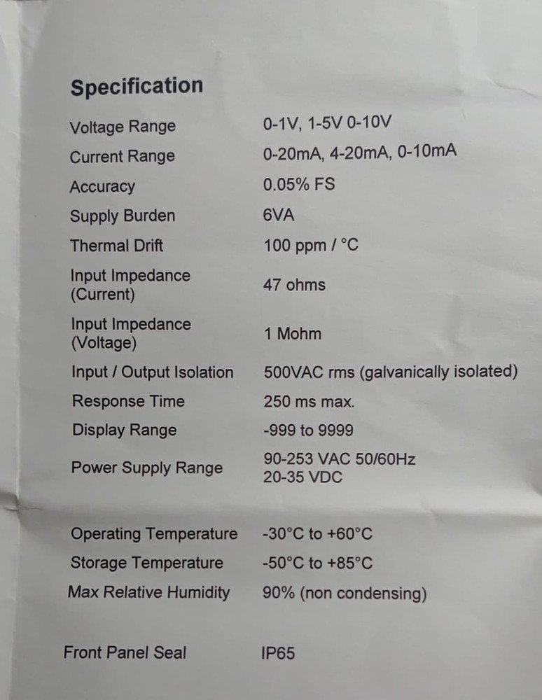 Crompton LED DIGITAL PANEL INDICATORS METERS 262-DDTW-HGRS-42-DP