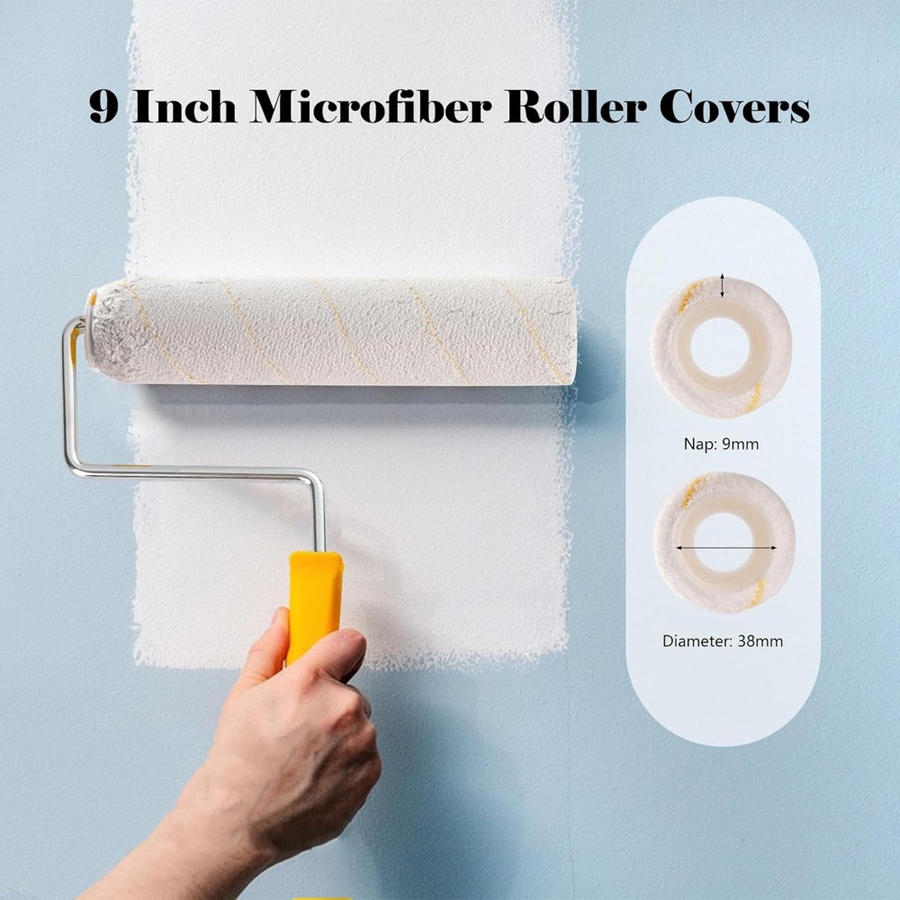 Mister Rui Paint Rollers, 5 Pack, 9 Inch Roller Covers, Microfiber...