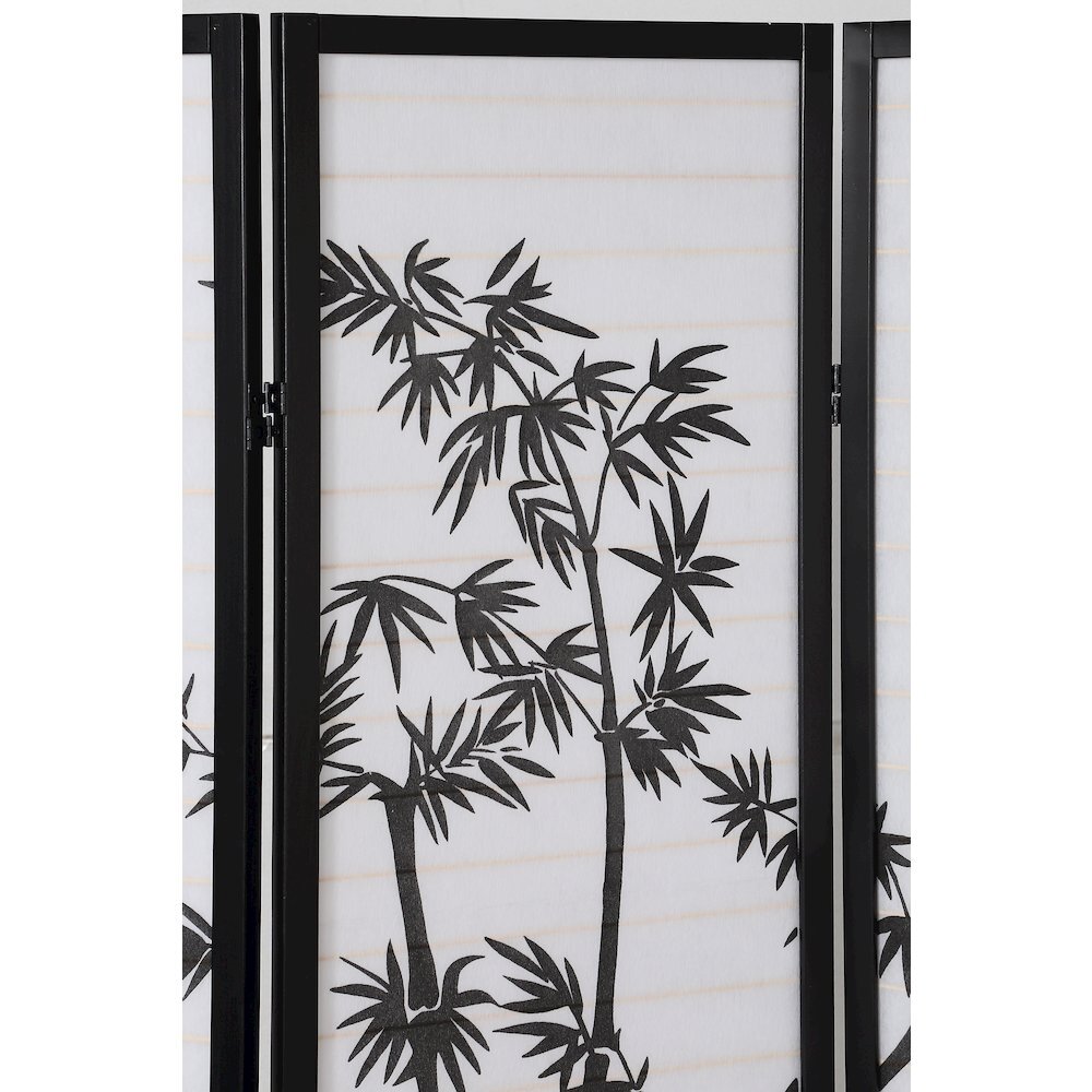 Flor 3-Panel Oriental Shoji Screen/Room Divider, Black