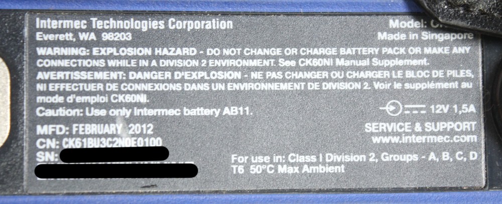 Intermec CK61 Handheld Computer Barcode Scanner CK61BU3C2N0E0100