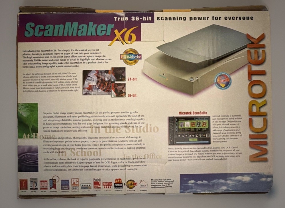 Scanner By MicroTek SCANMAKER X6 Color Document Flatbed Scanner Tested & Works!