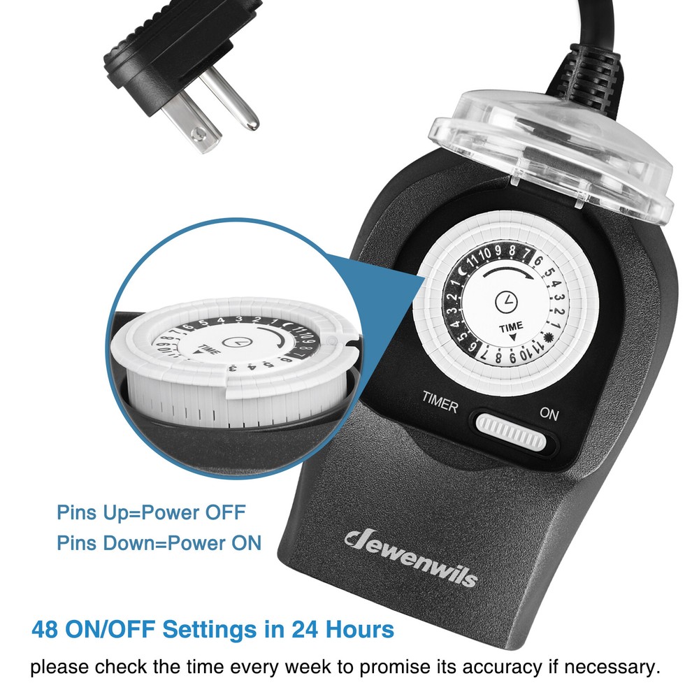 DEWENWILS Outdoor Light Timer Outlet Timer Switch for Lights Programmable