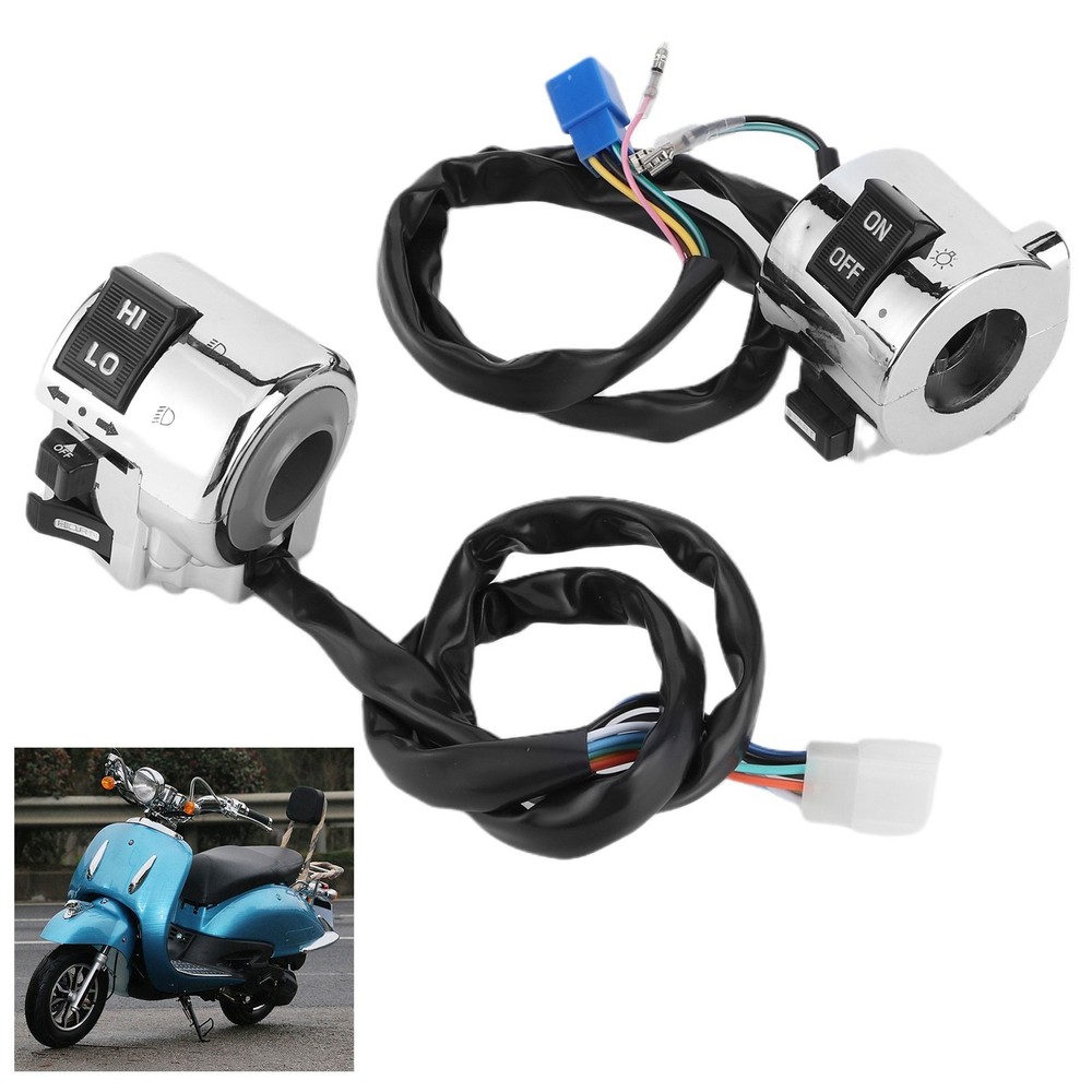 Pair Motorcycle Handlebar Switch Control Button For Turn Signal Headlight Horn