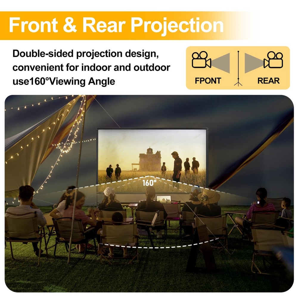 Projector Screen with Stand, 100 inch Portable Projector Screen Stand with El...