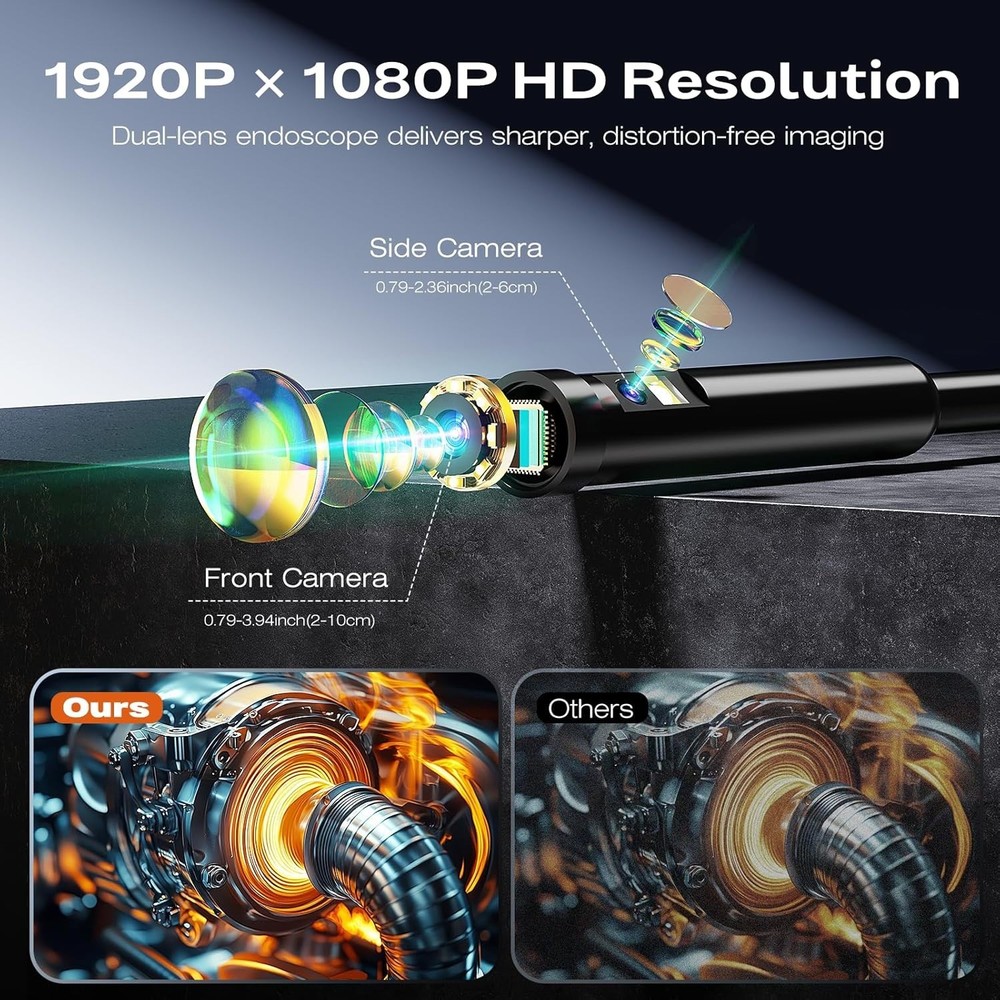 Borescope Dual Lens Endoscope Camera with Light, 4