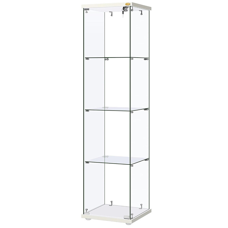 3/4-Shelf Glass Display Cabinet Glass Curio Cabinet Trophy Case Bookshelf & Lock