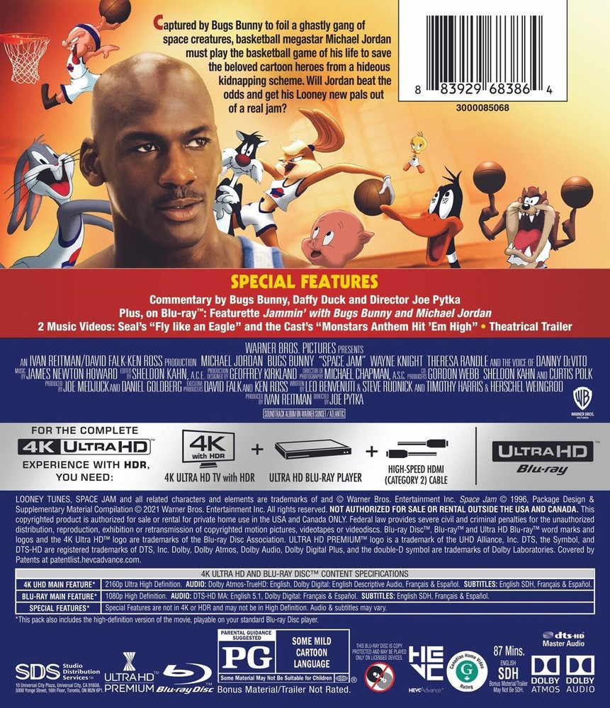 Space Jam 4K UHD Blu-ray Thom Barry NEW