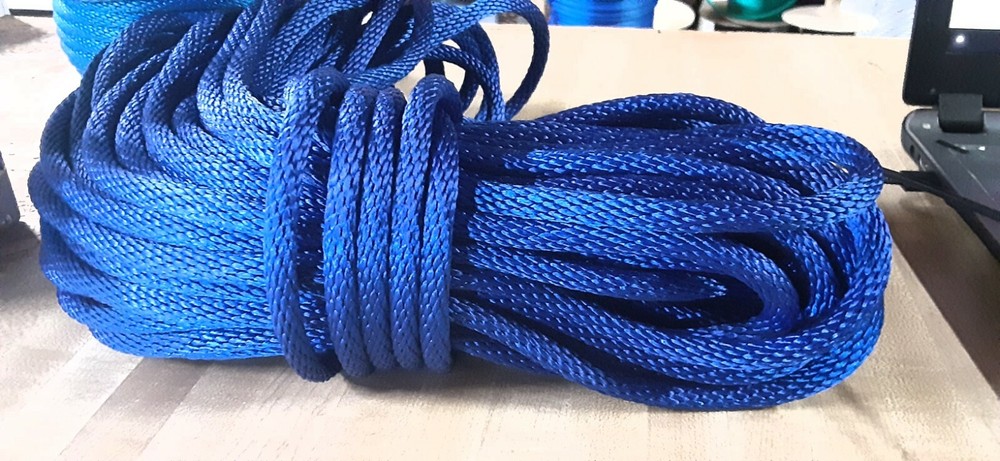3/8” x 182 ft. Solid Braid MFP Rope Hank. Blue. Made in USA