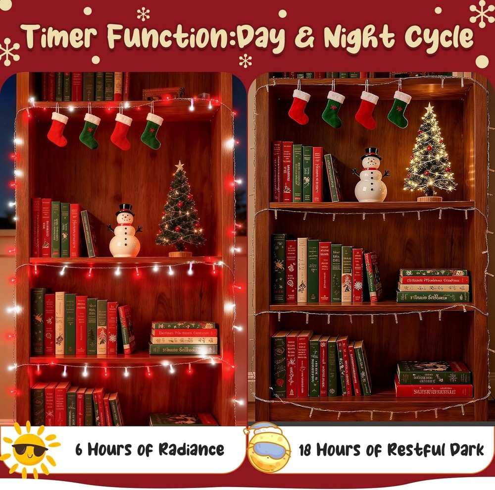 9.8ft 30 LED Red & White Christmas String Lights