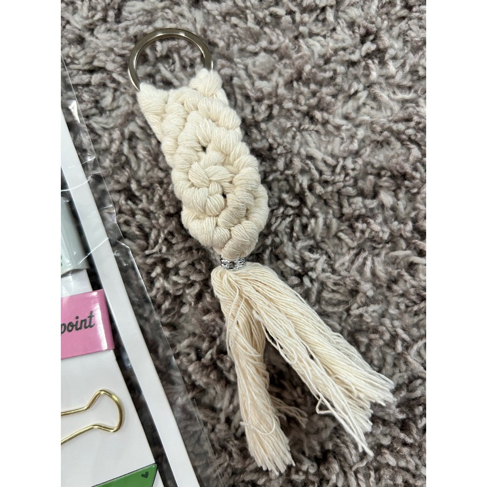 Fiddlestix Paperie Cactus Magnetic Bookmarks Binder Clips & Macrame Keychain Set