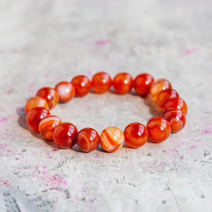 Natural Carnelian Red Agate Bracelet 8mm Beaded Healing Reiki Stretchy Bracelet
