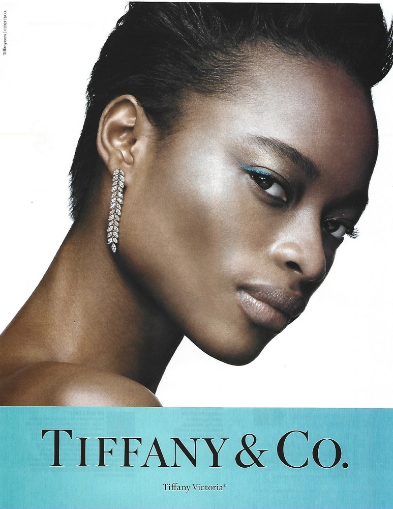Tiffany & Co Diamond Earrings Print Ad with Model