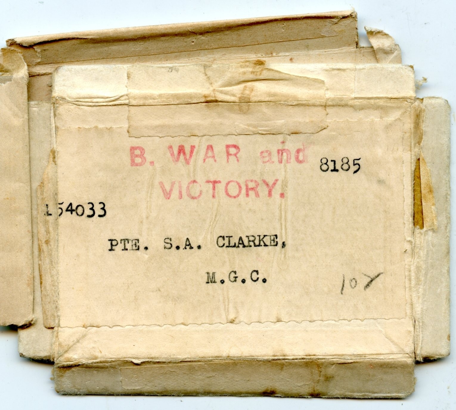 WW1 Victory Medal 1914-19 To Pte Samuel A Clarke, Machine Gun Corps ( wounded)