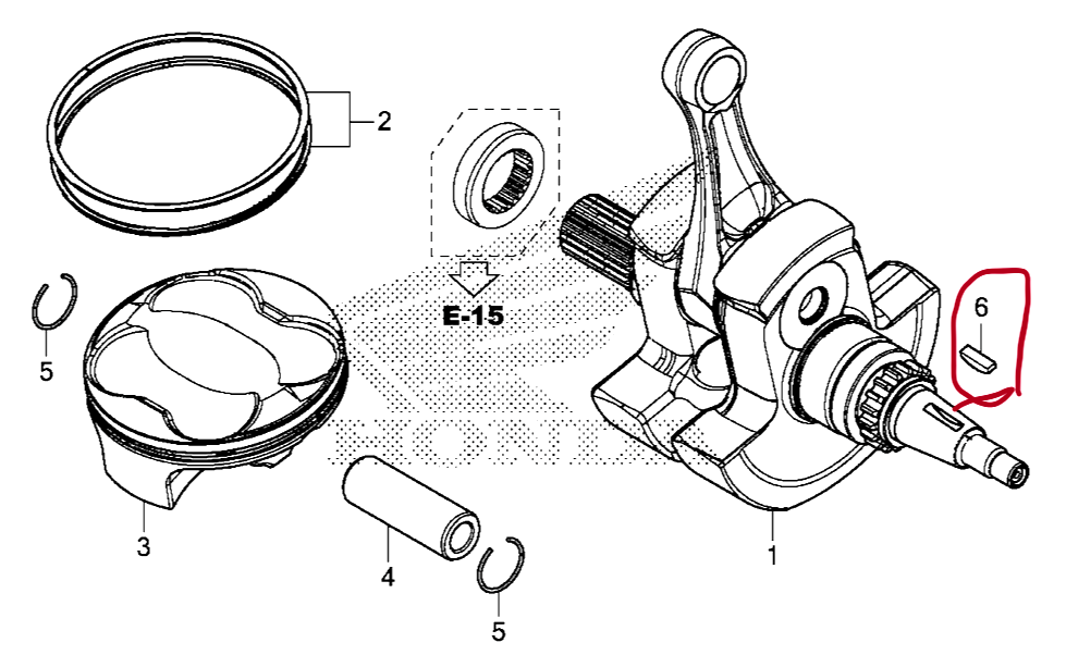 HONDA ATC250R, TRX250R,250R TRX450R, TRX450ER, 450R ENGINE FLYWHEEL WOODRUFF KEY