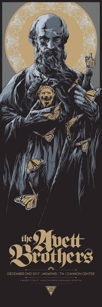 Avett Brothers poster Cannon Center Memphis, TN 12/2/17 St. Jude Benefit